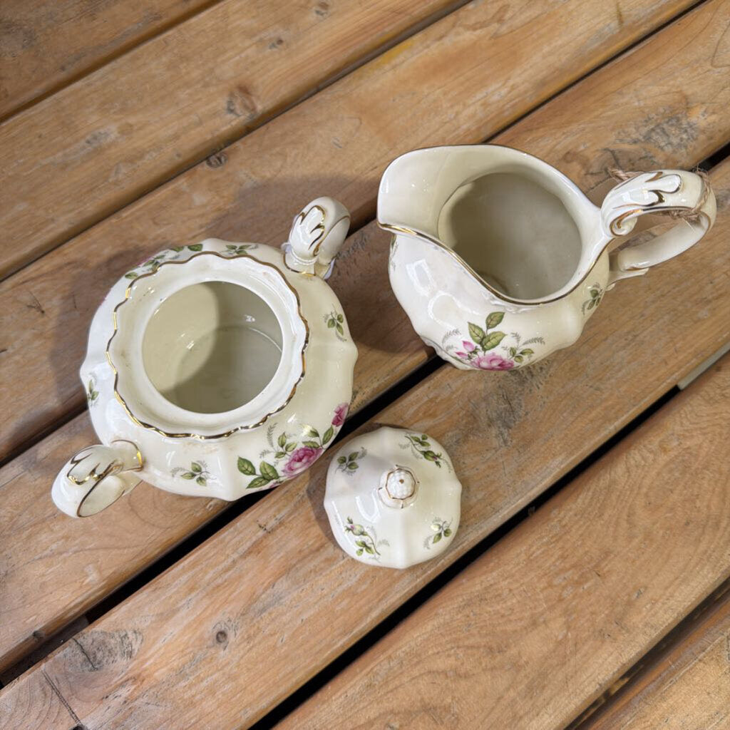 SET - Vintage Rosenthal Antoinette Pompadour Creamer And Sugar Bowl With Lid