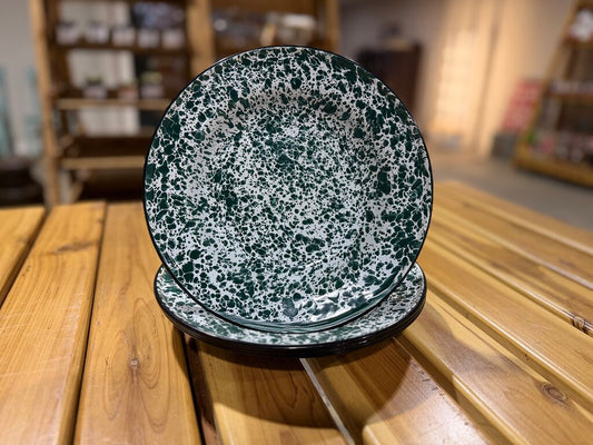 Vintage CGS International Green Enamelware Salad Plates - Set of 4