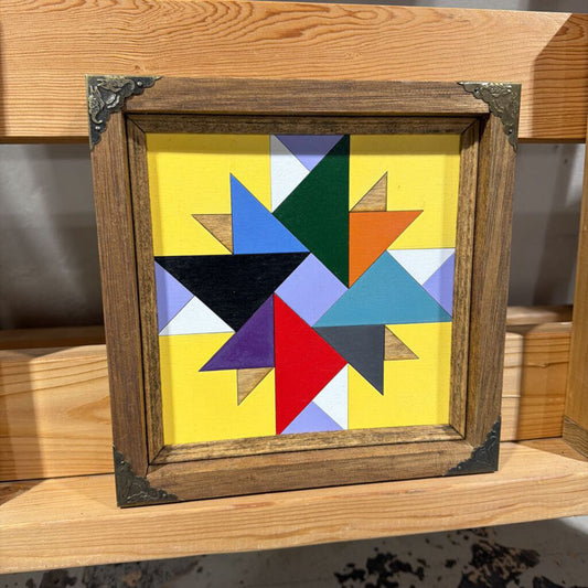 Hand Painted Wood Inlay Quilt Wall Art