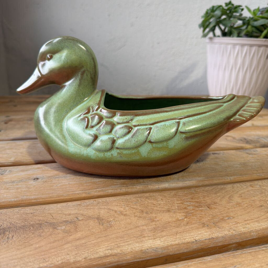 Vintage Green Frankoma Duck Planter