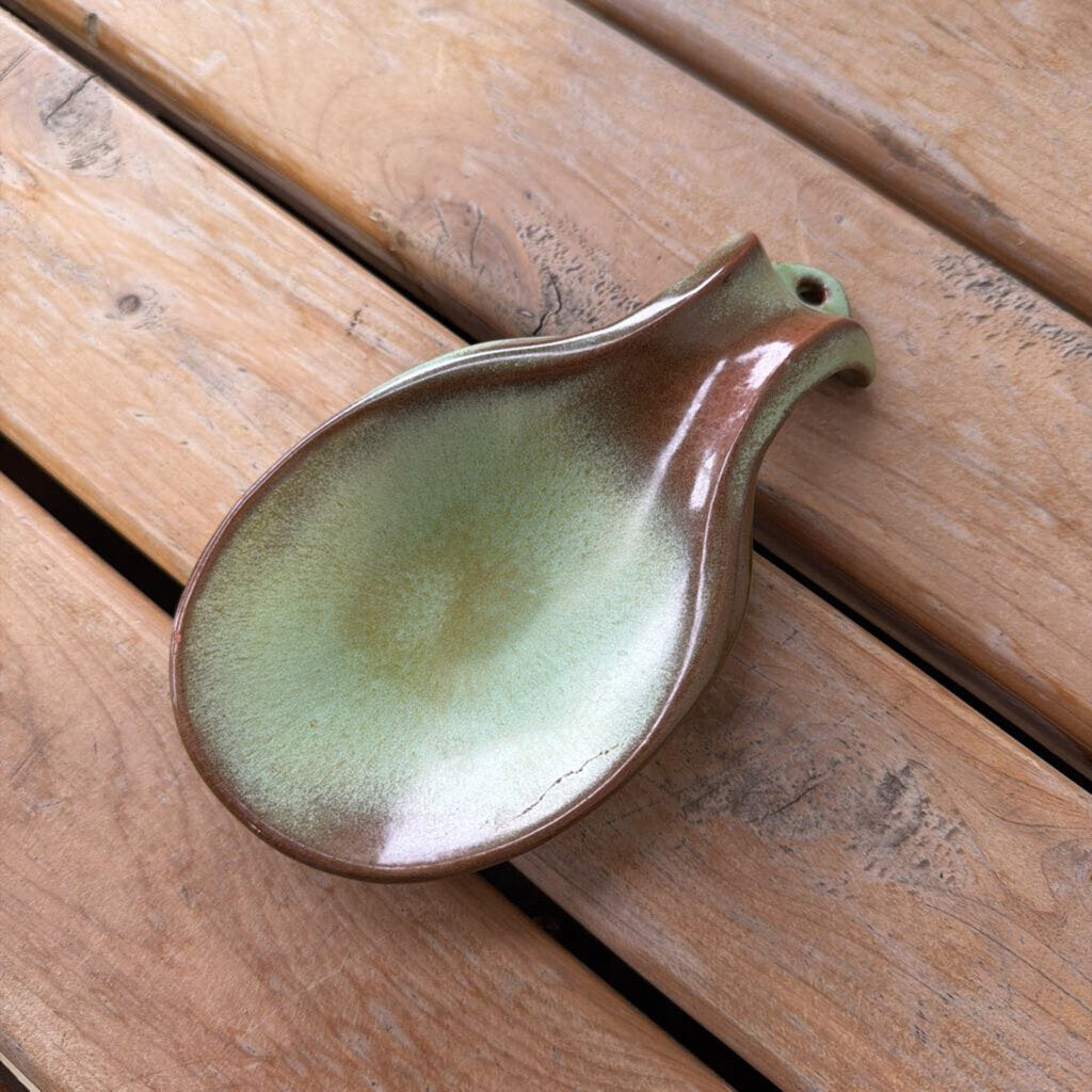 Vintage Green Frankoma 4Y Spoon Rest