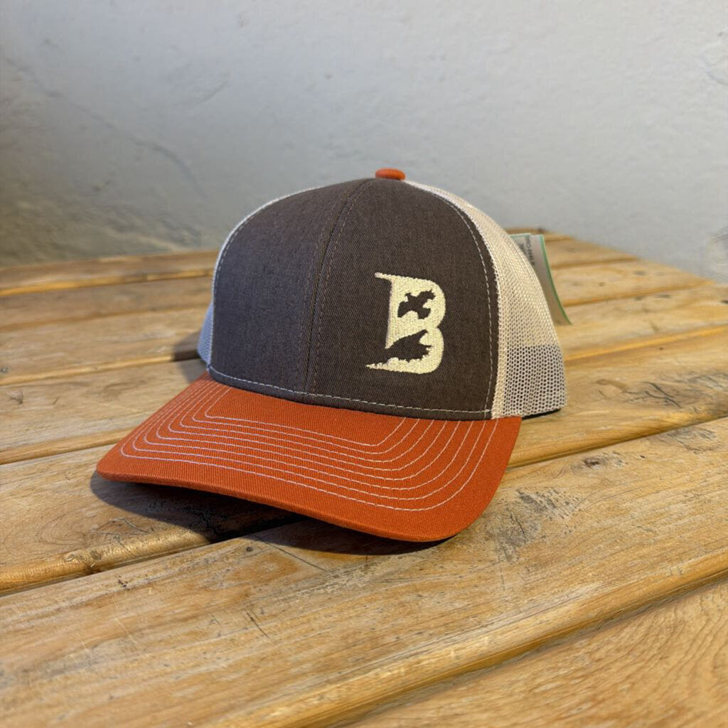 Bluestem Hunting Lodge Cap - Brown/Orange "B" Vented